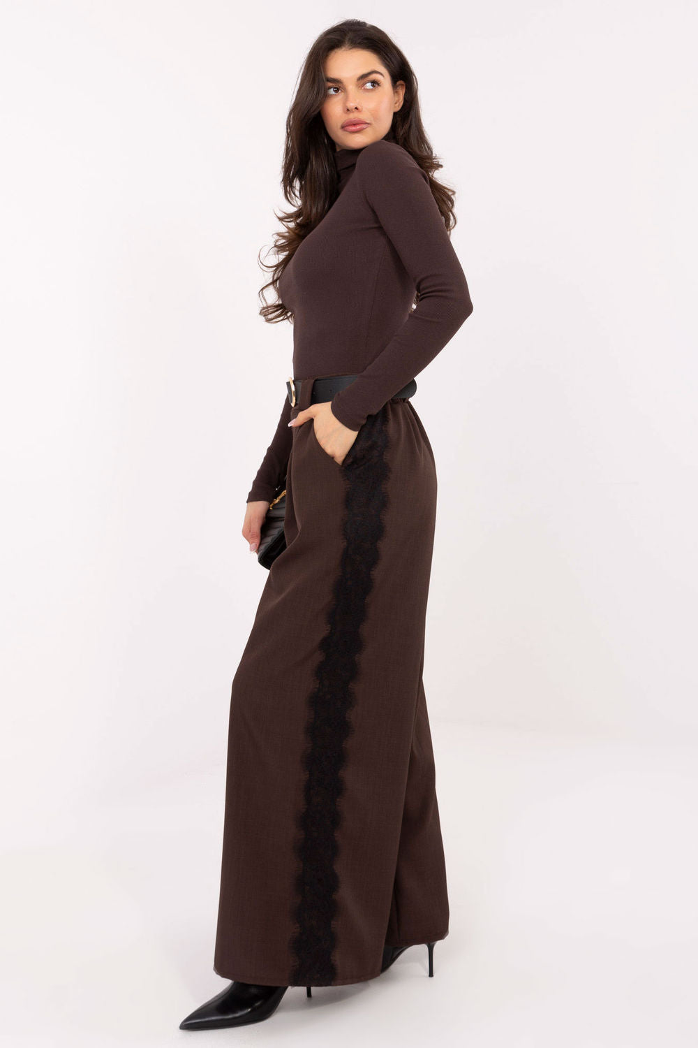 Pull femme Rue Paris Col Roulé Col — brun