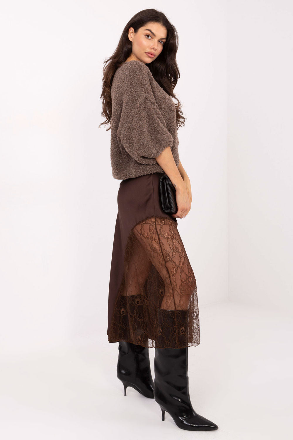 Jupe femme Rue Paris En Dentelle En — brun