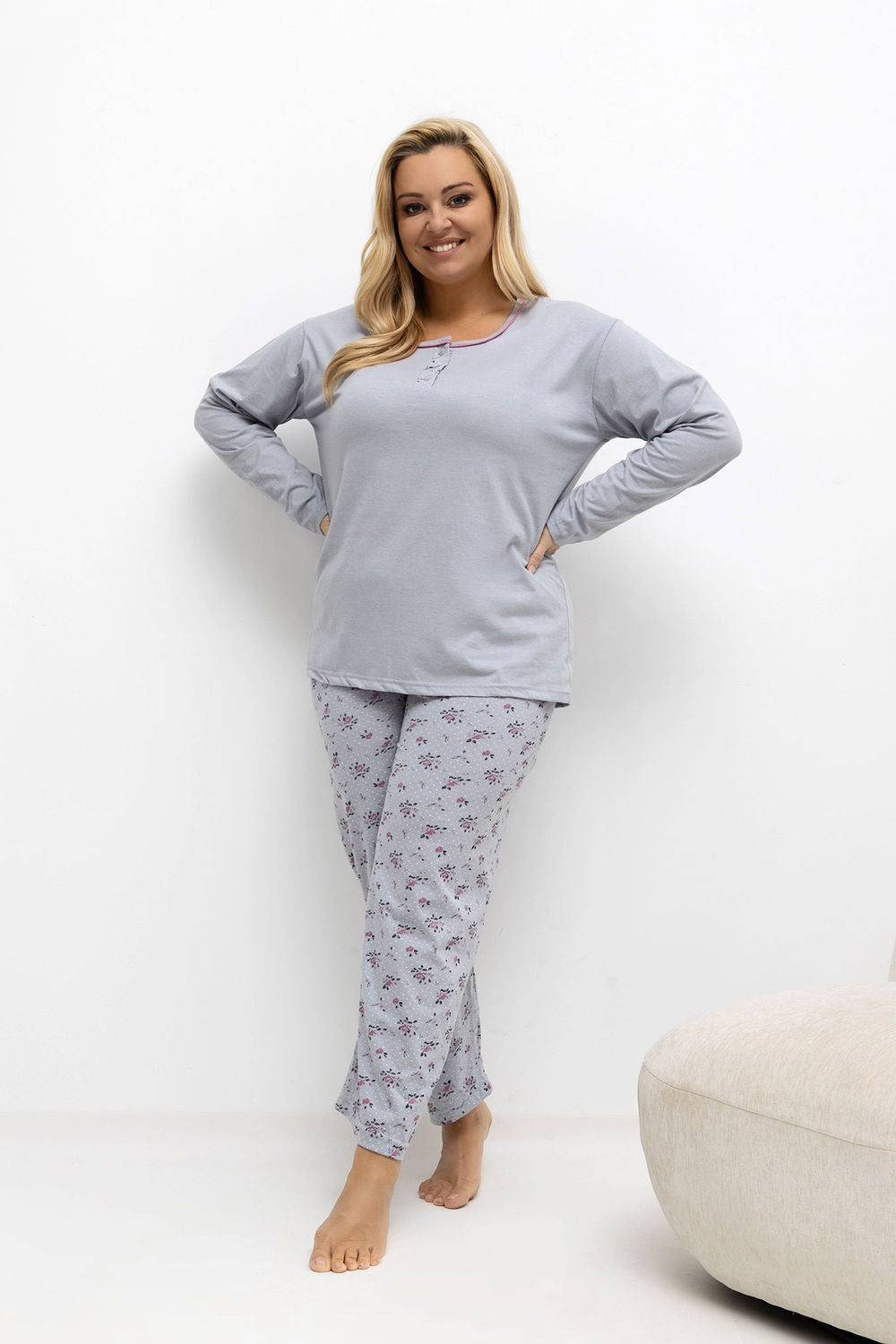 Pyjama femme Forever Pink Taille Plus Taille — gris