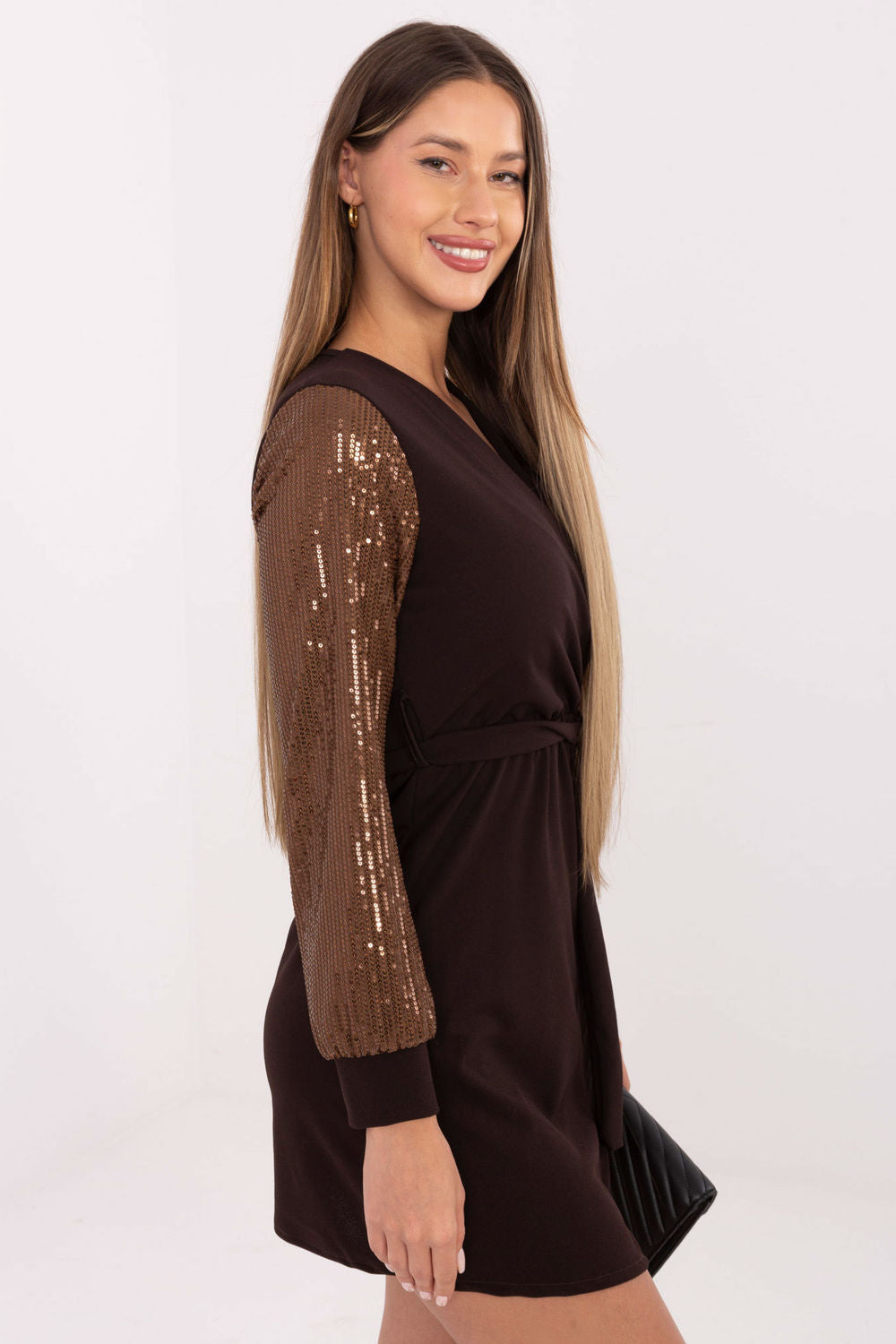 Robe femme Italy Moda Courte Courte — brun