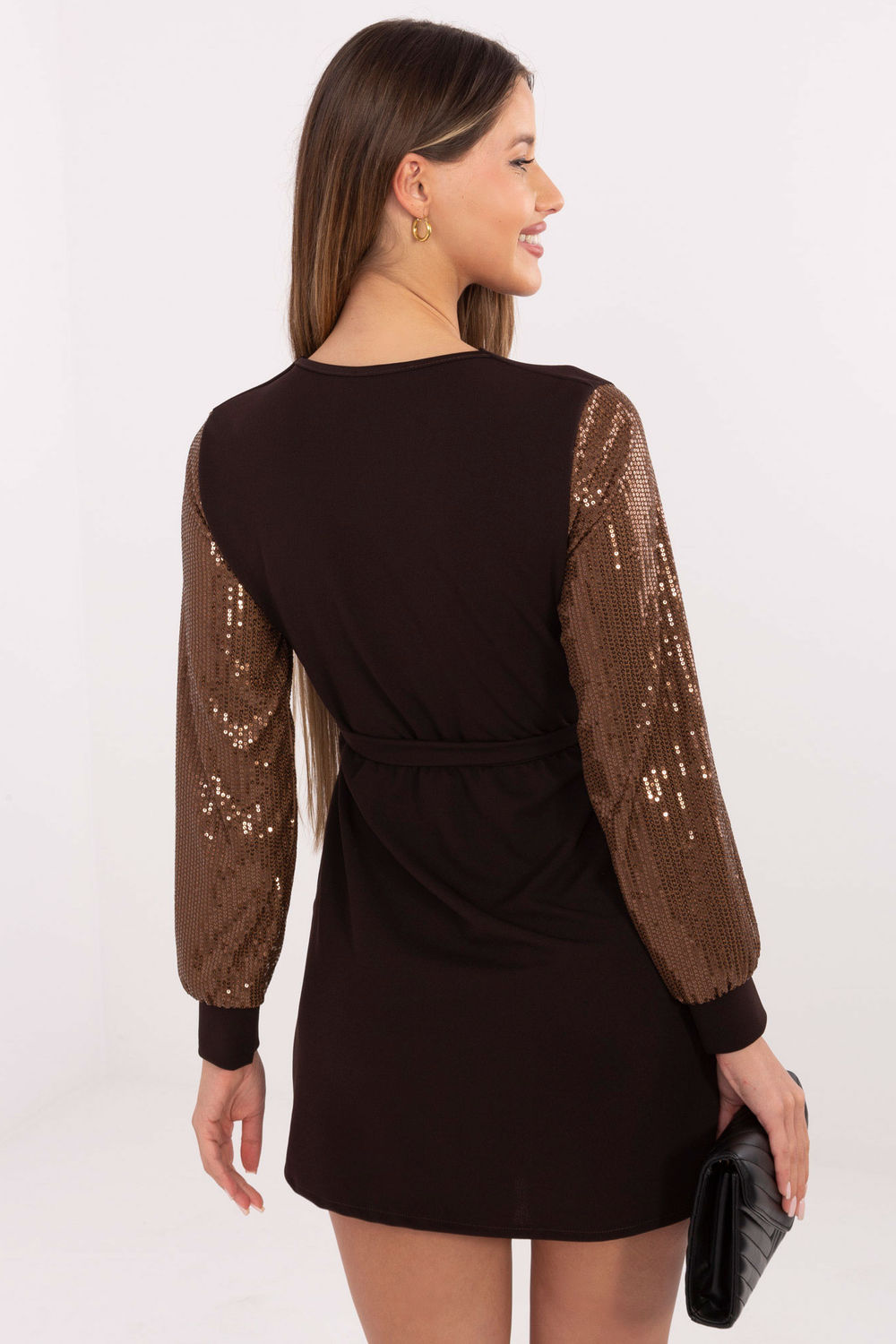 Robe femme Italy Moda Courte Courte — brun
