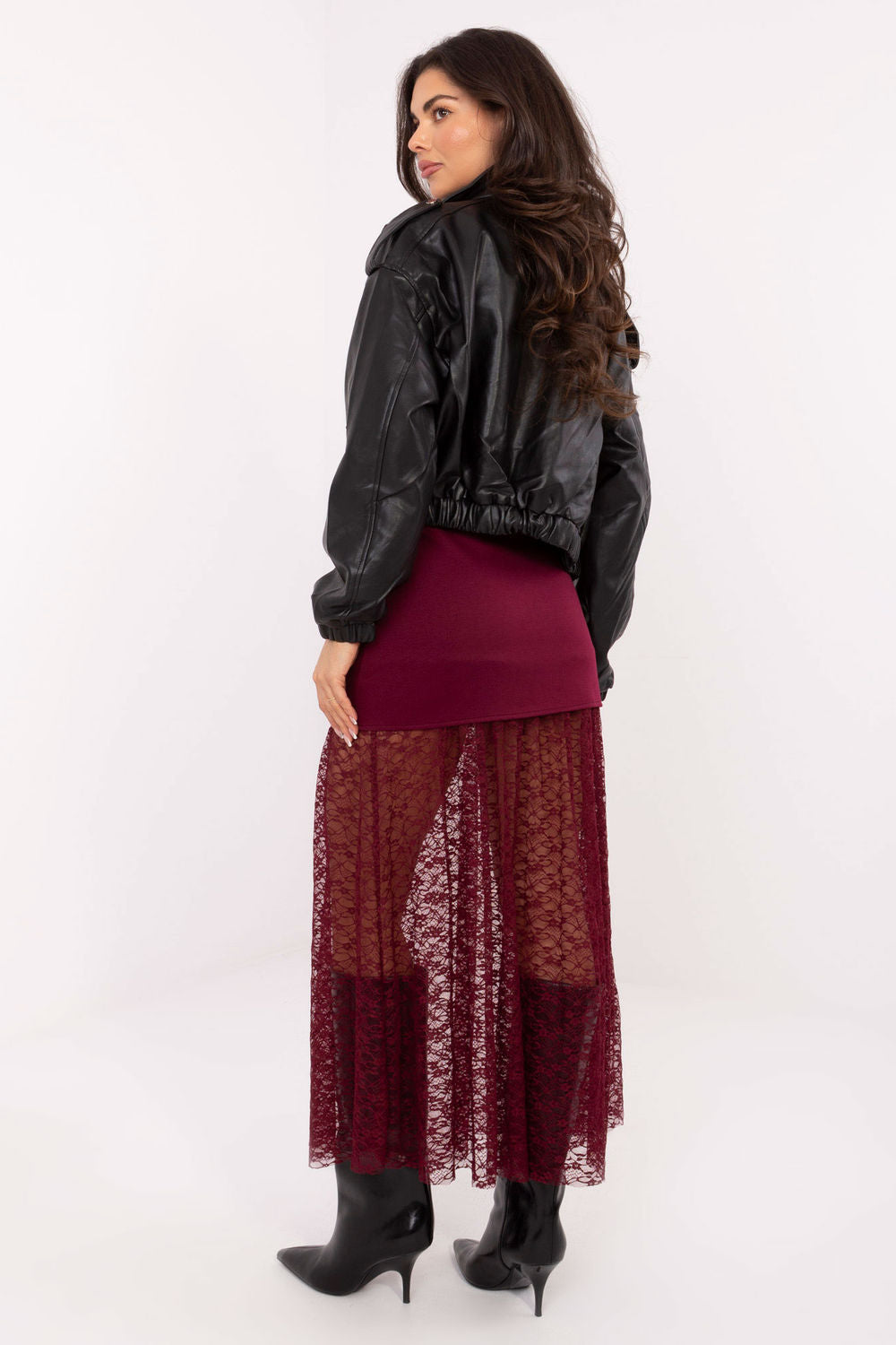 Jupe femme Italy Moda En Dentelle En — rouge