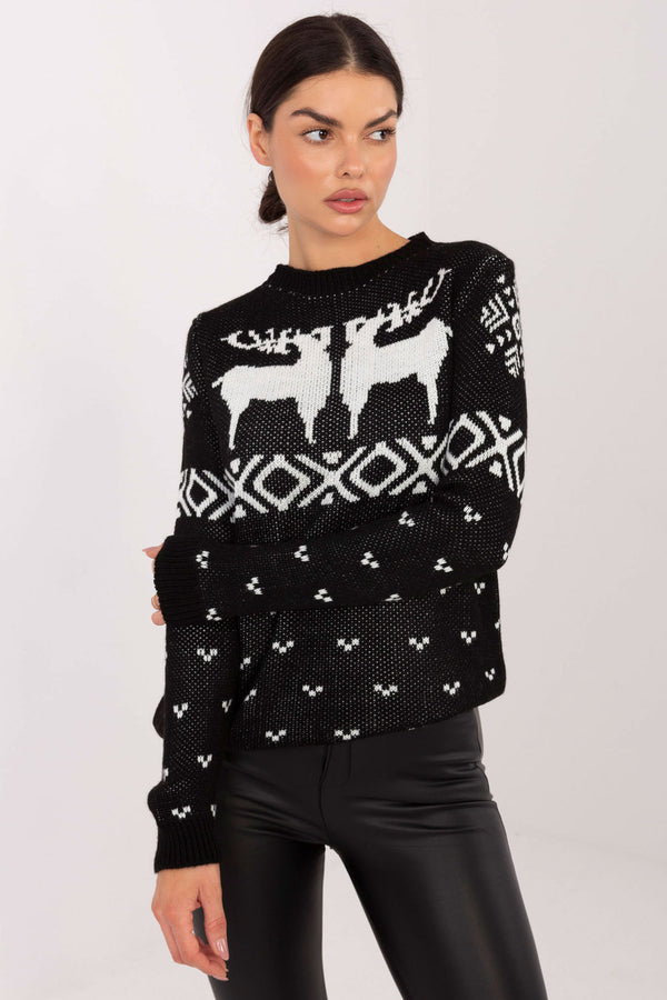 Pull femme Italy Moda Chandail Chandail — noir