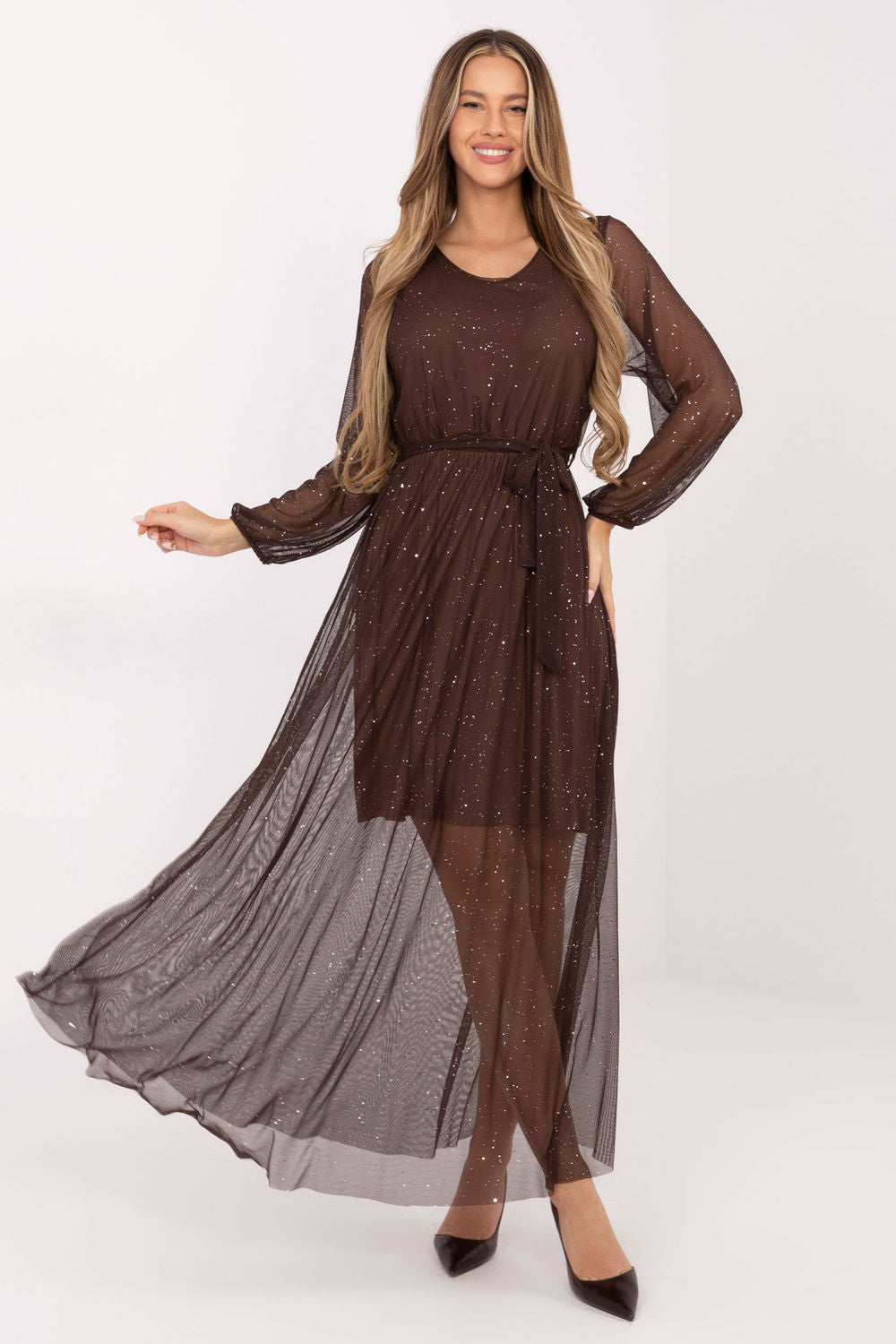 Robe femme Italy Moda Longue Longue — brun