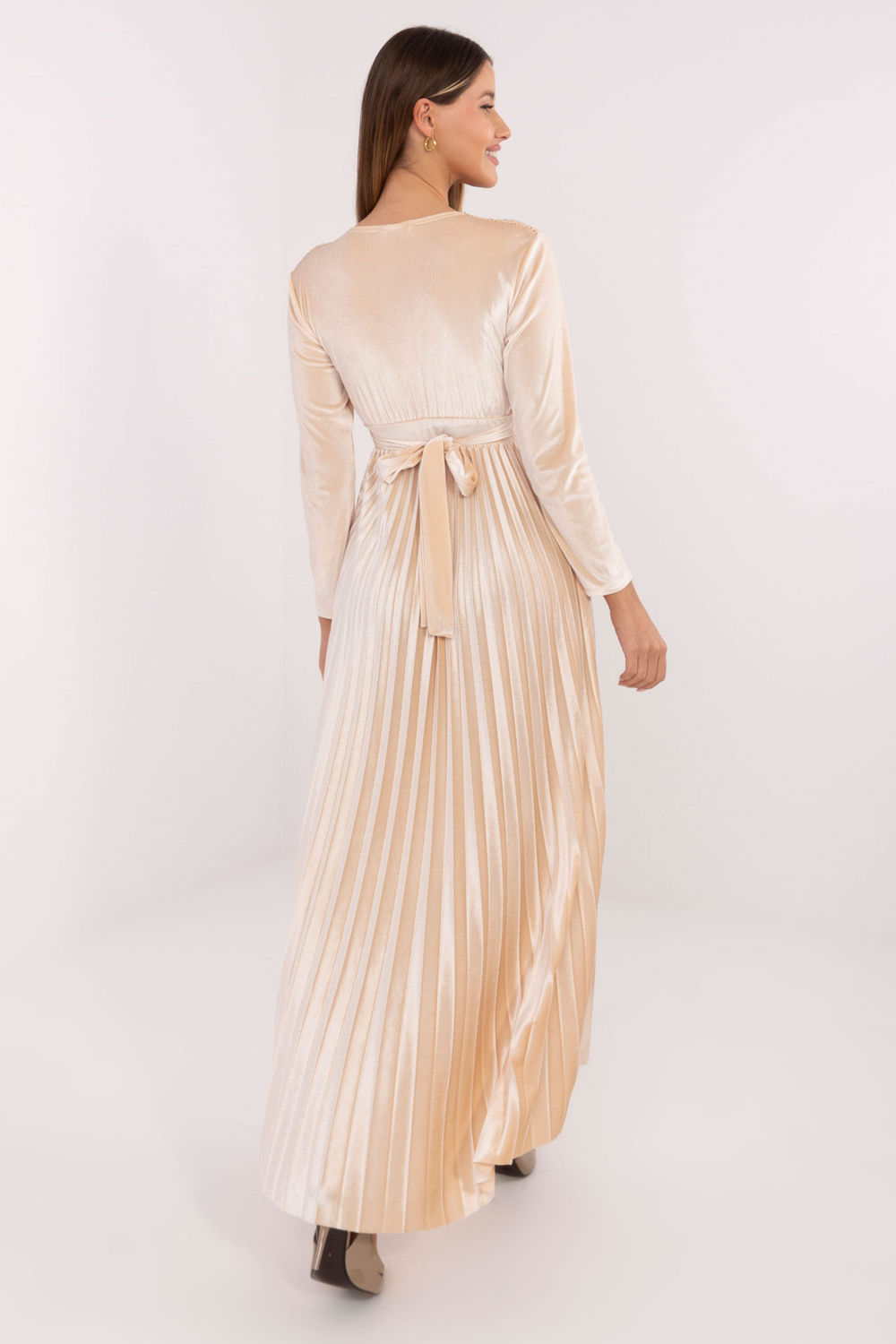 Robe femme Italy Moda Longue Longue — beige