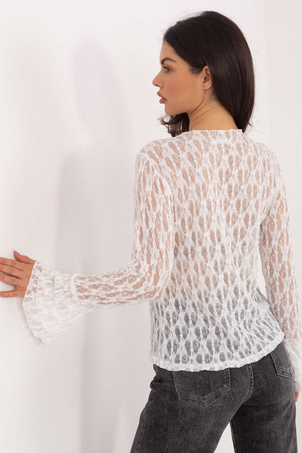 Blouse femme Italy Moda En Dentelle En — blanc