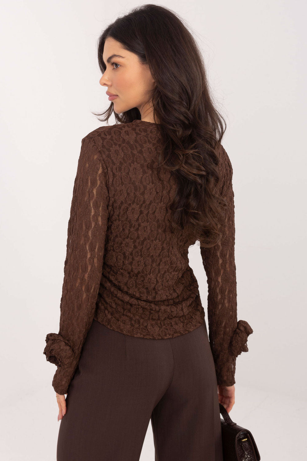 Blouse femme Italy Moda En Dentelle En — brun