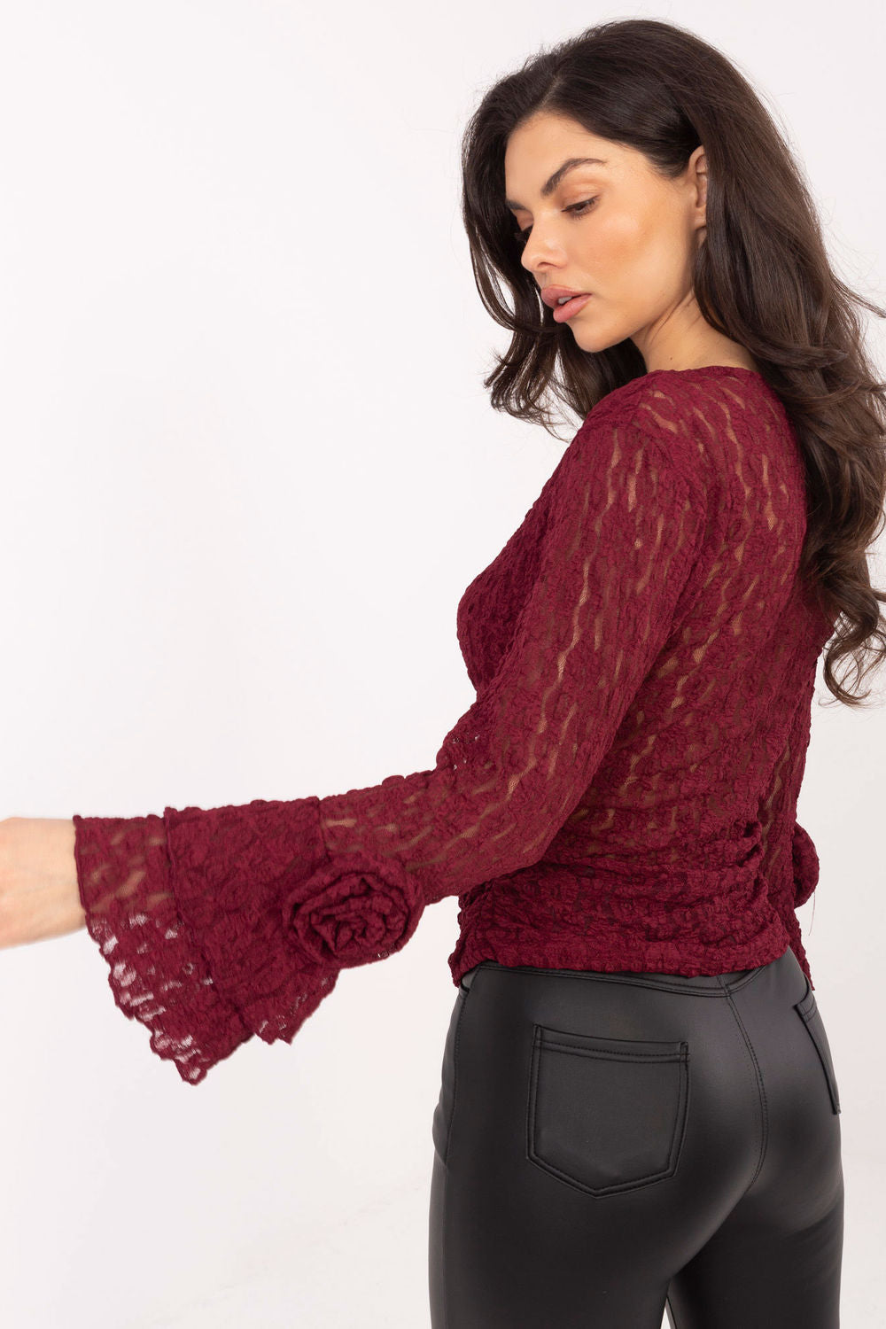 Blouse femme Italy Moda En Dentelle En — rouge