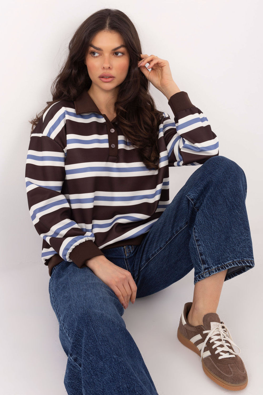T-shirt femme Italy Moda Sweatshirt Sweatshirt — brun
