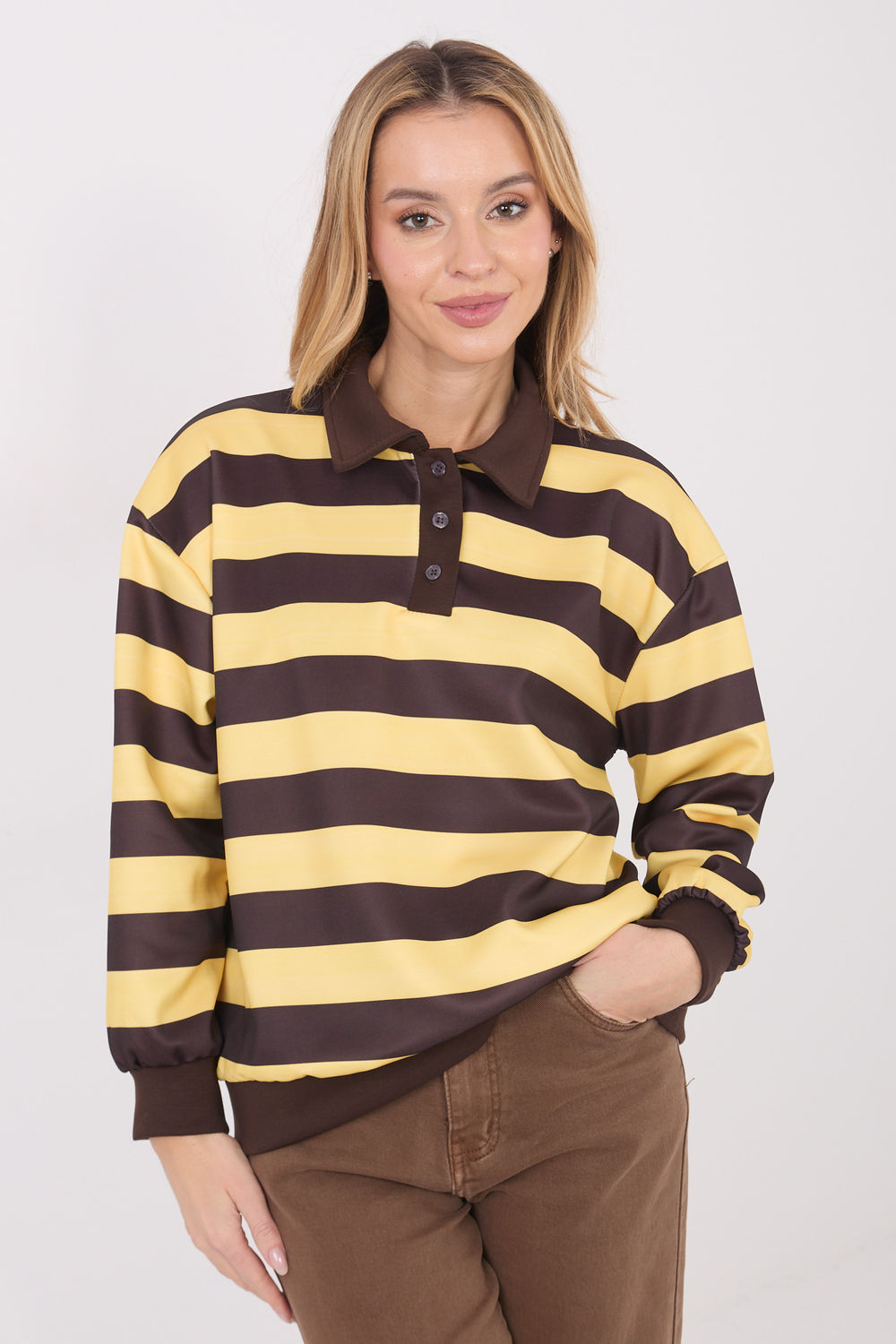 T-shirt femme Italy Moda Sweatshirt Sweatshirt — jaune