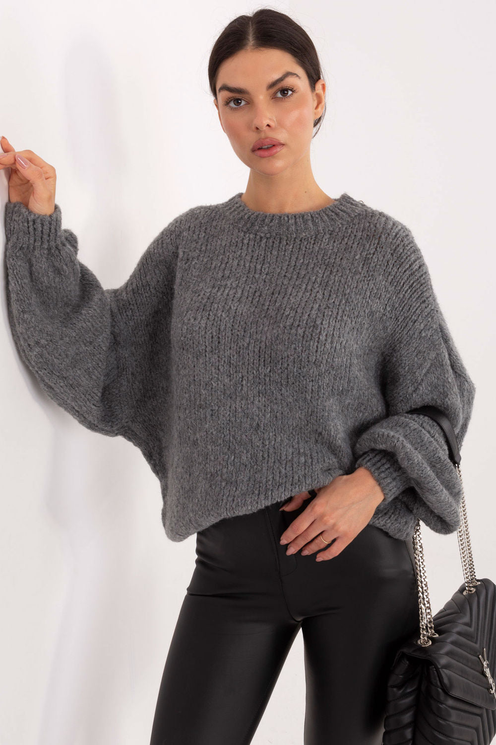 Pull femme Italy Moda Chandail Chandail — gris