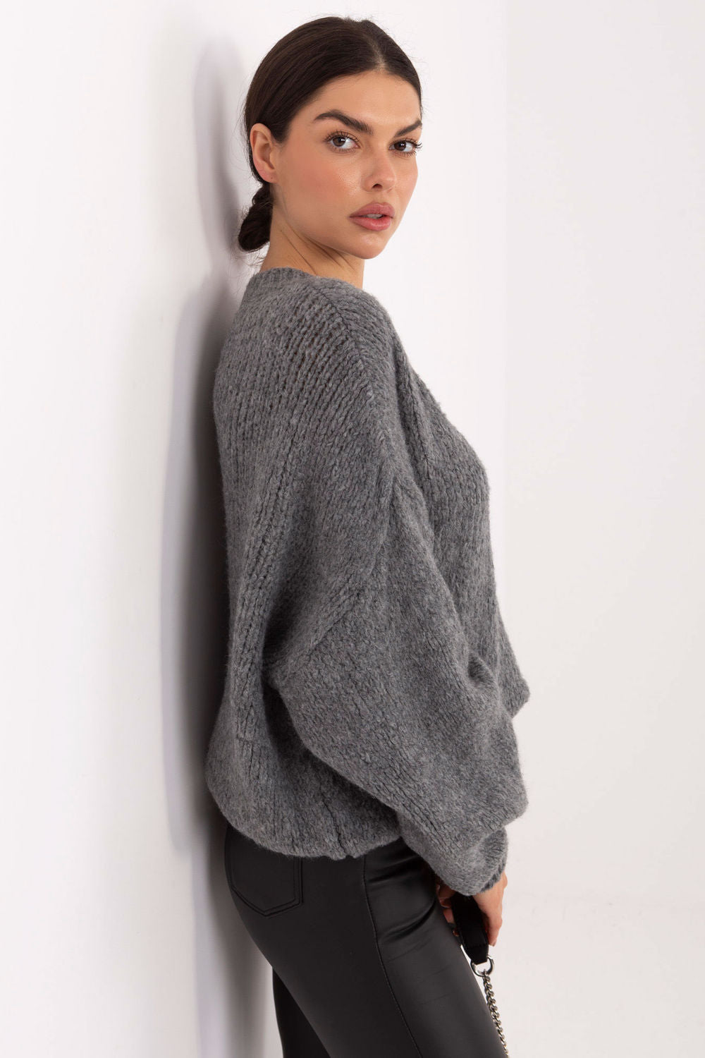 Pull femme Italy Moda Chandail Chandail — gris