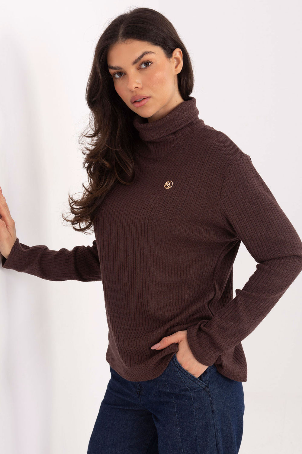 Pull femme Lakerta Col Roulé Col — brun