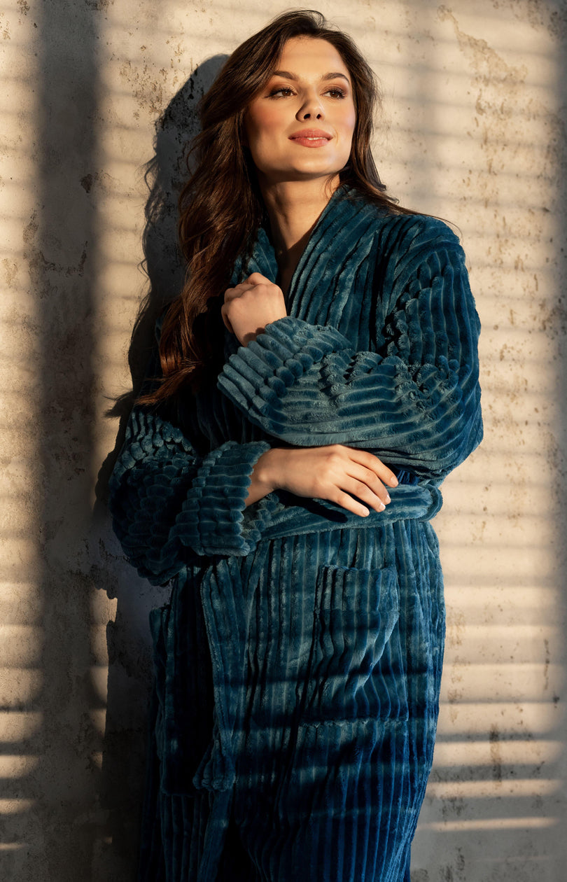 Robe femme Momenti Per Me Peignoir Peignoir — bleu marine