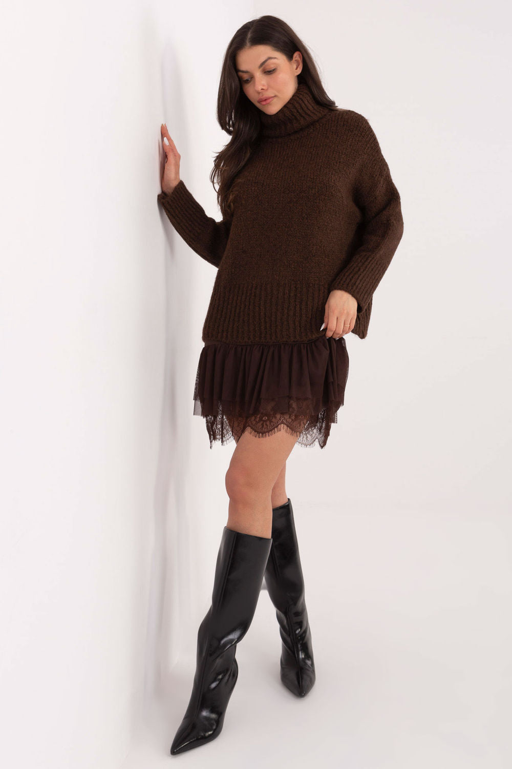 Pull femme Factory Price Col Roulé Col — brun