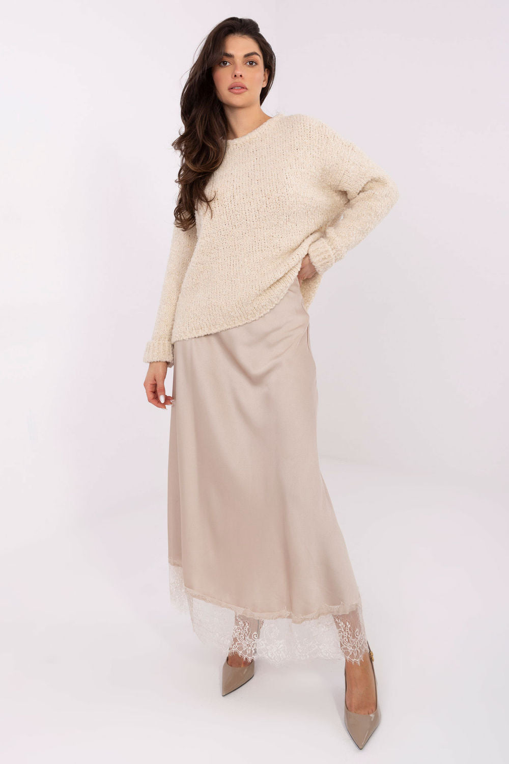 Pull femme Italy Moda Chandail Chandail — beige