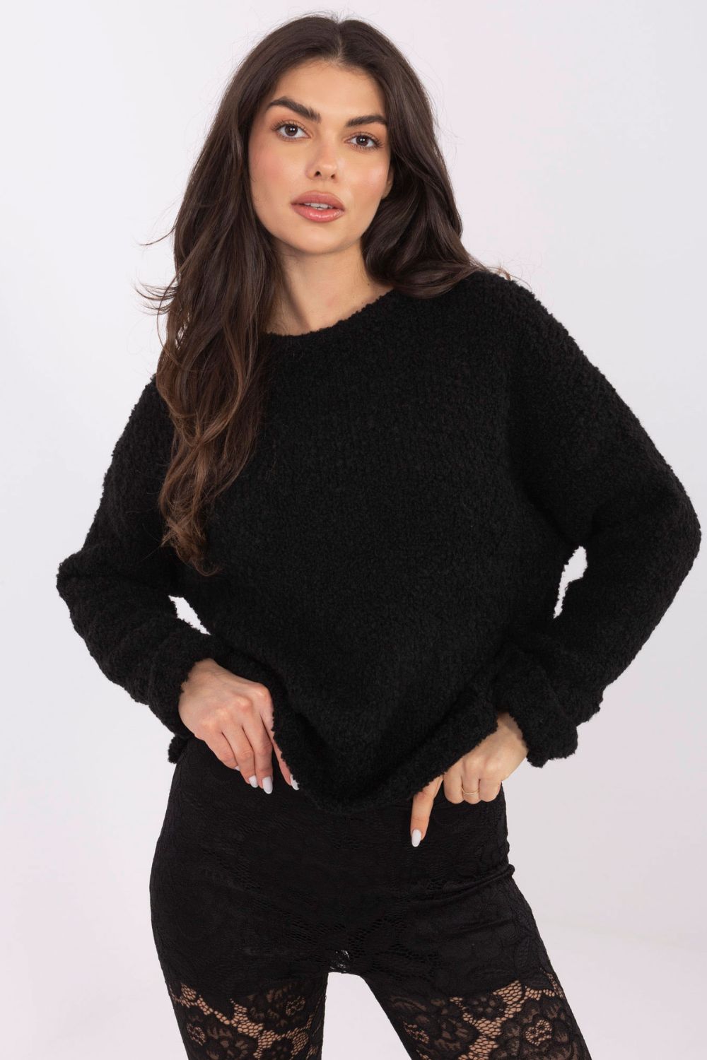 Pull femme Italy Moda Chandail Chandail — noir
