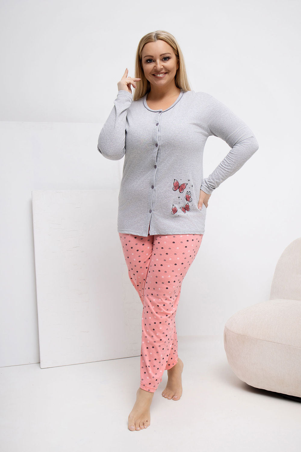 Pyjama femme Forever Pink Taille Plus Taille — gris