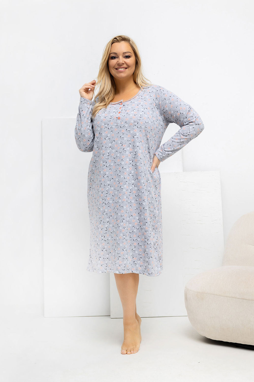 Chemise de nuit Plus Size femme Forever Pink — gris
