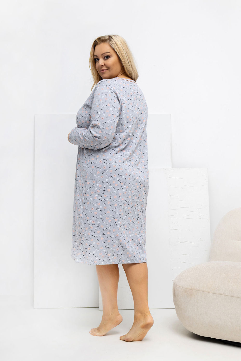 Chemise de nuit Plus Size femme Forever Pink — gris