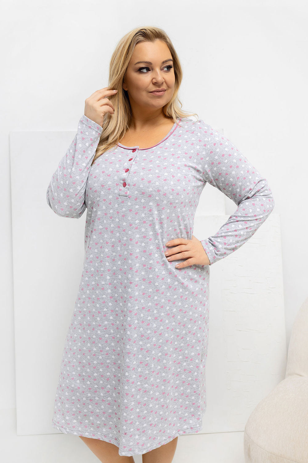 Chemise de nuit Plus Size femme Forever Pink — gris