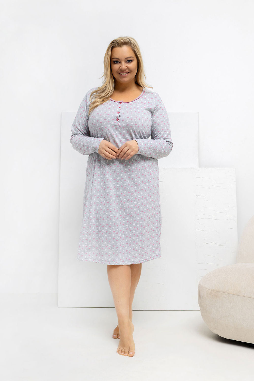 Chemise de nuit Plus Size femme Forever Pink — gris
