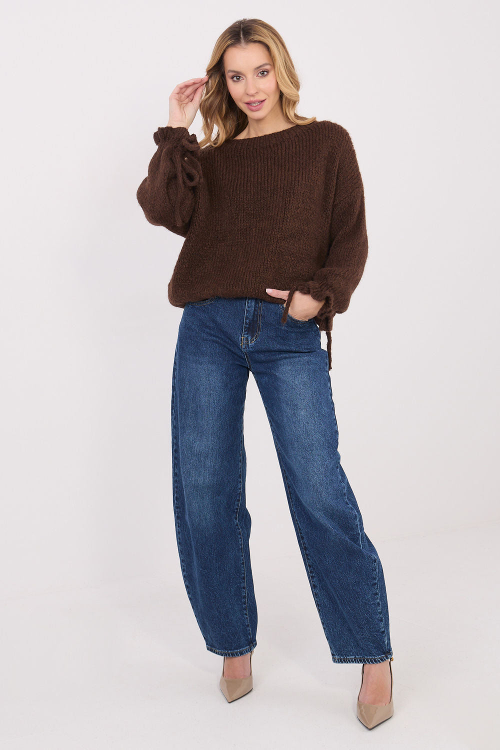 Pull femme Italy Moda Chandail Chandail — brun