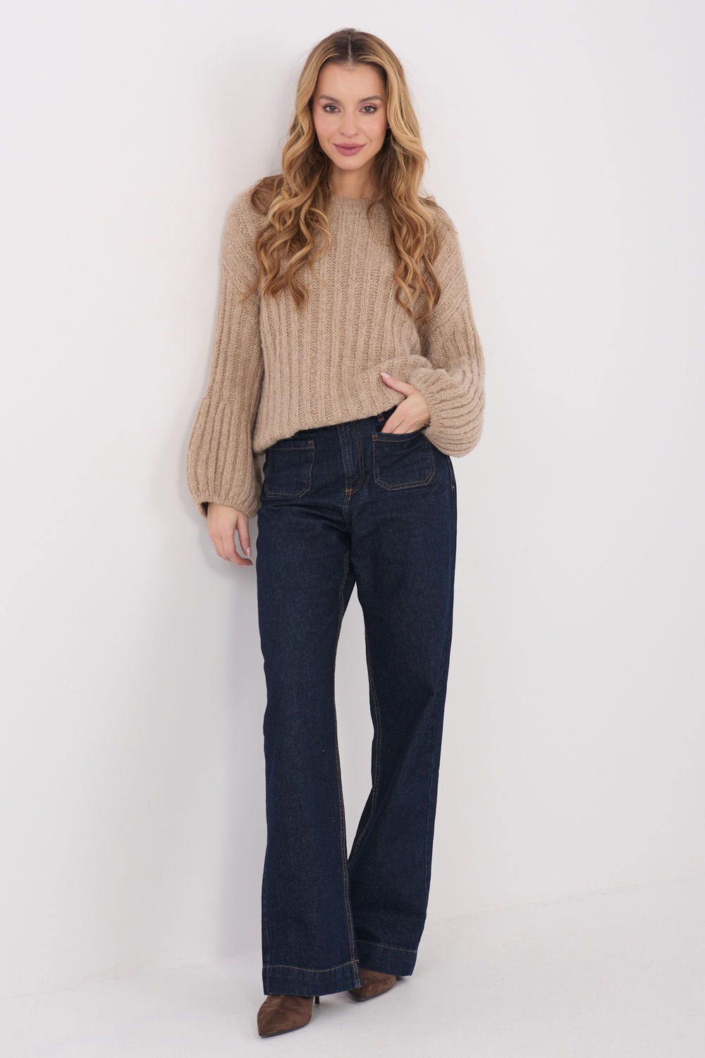 Pull femme Italy Moda Chandail Chandail — beige