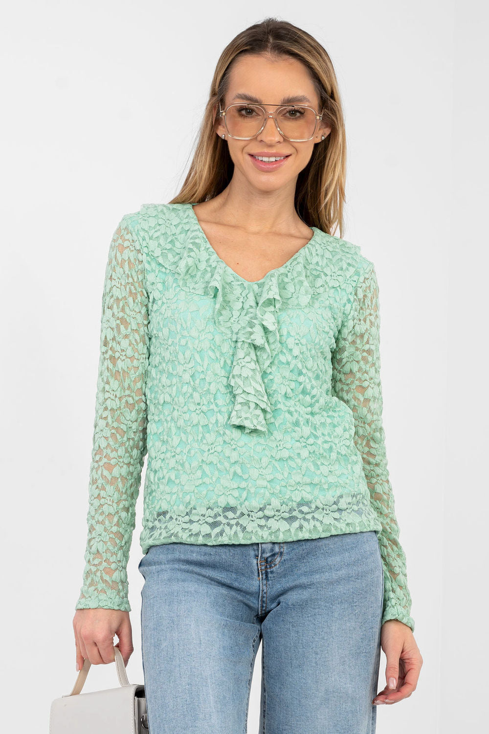 Blouse femme Rue Paris En Dentelle En — vert