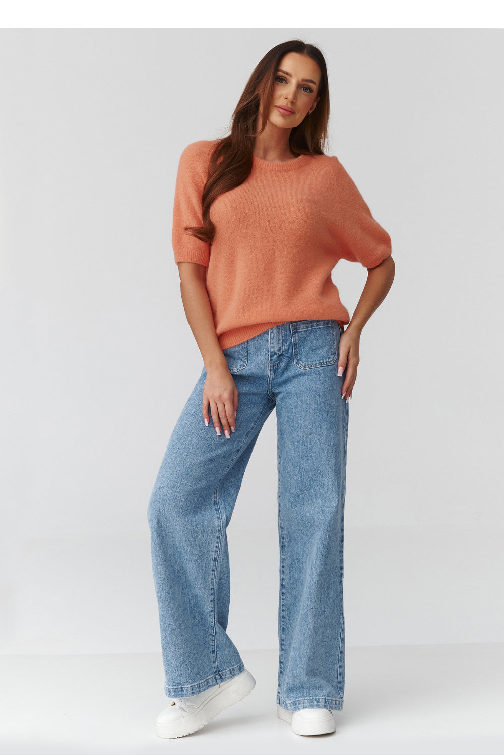 Pull femme Makadamia À Manches Courtes — orange
