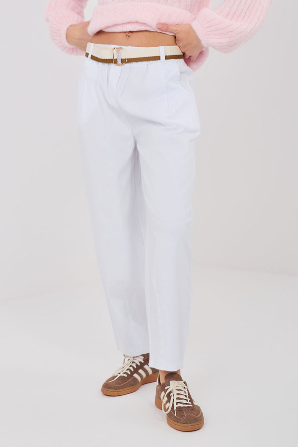 Chaussures à talons femme Italy Moda Pantalon Pantalon — blanc
