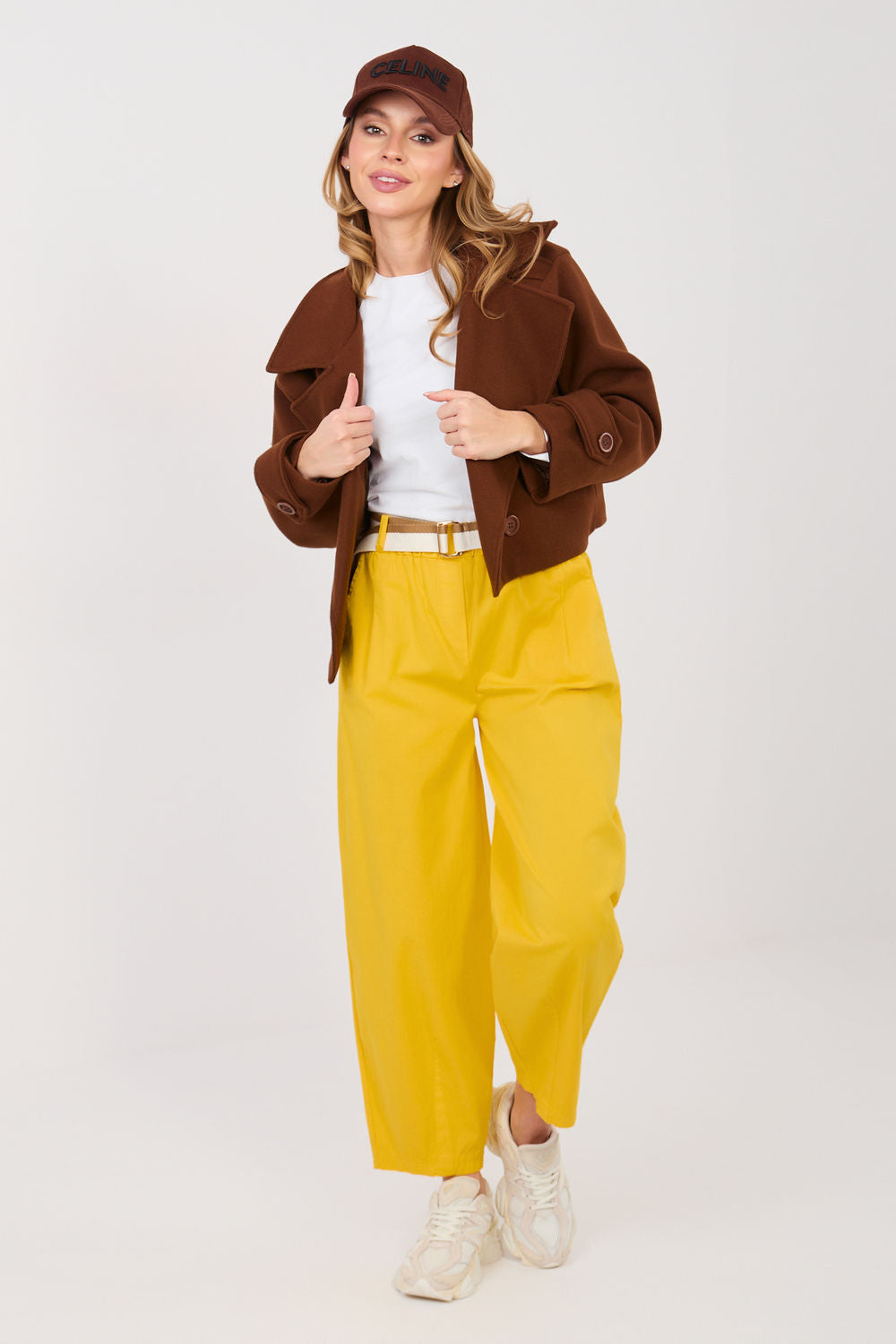 Chaussures à talons femme Italy Moda Pantalon Pantalon — jaune