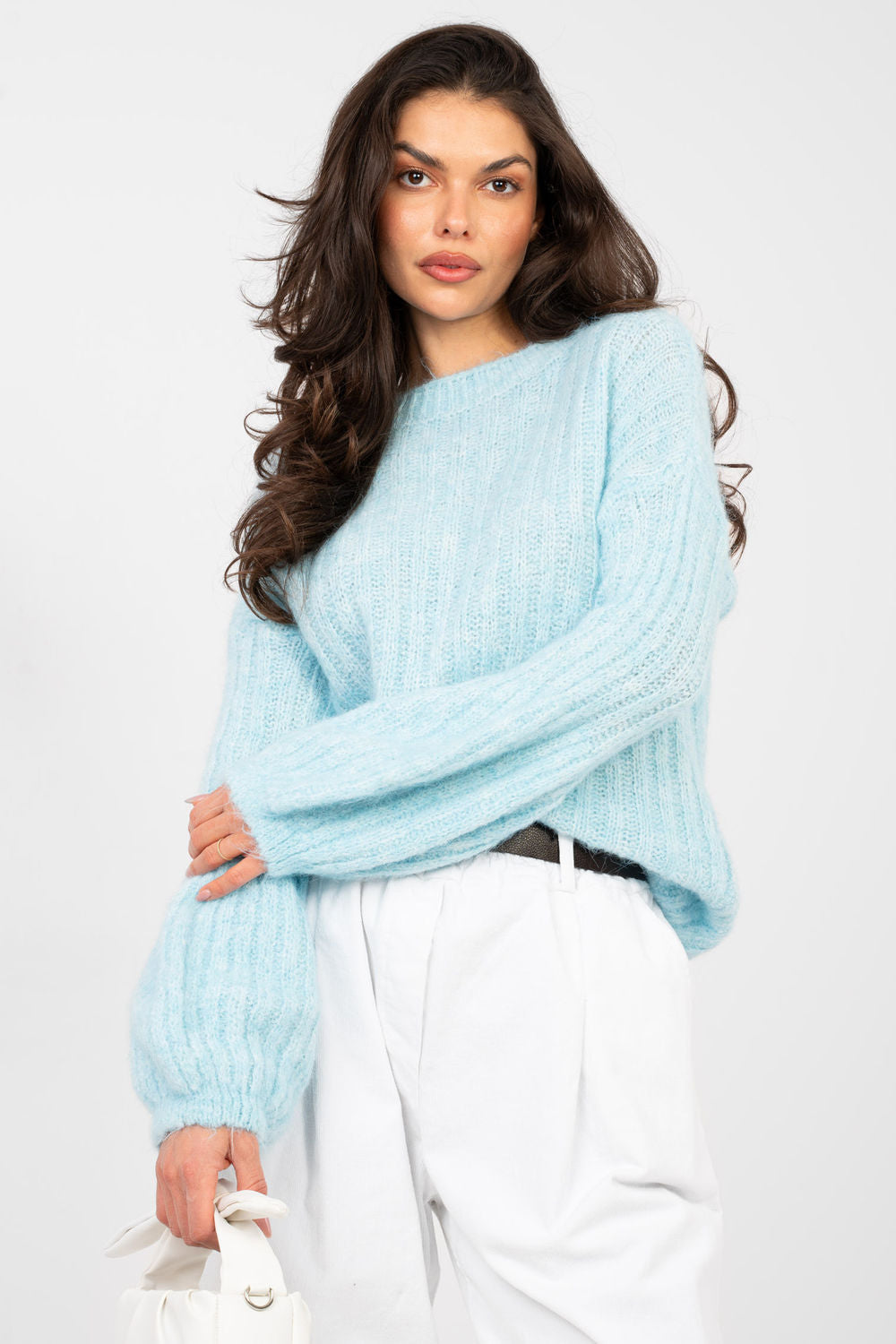 Pull femme Italy Moda Chandail Chandail — bleu