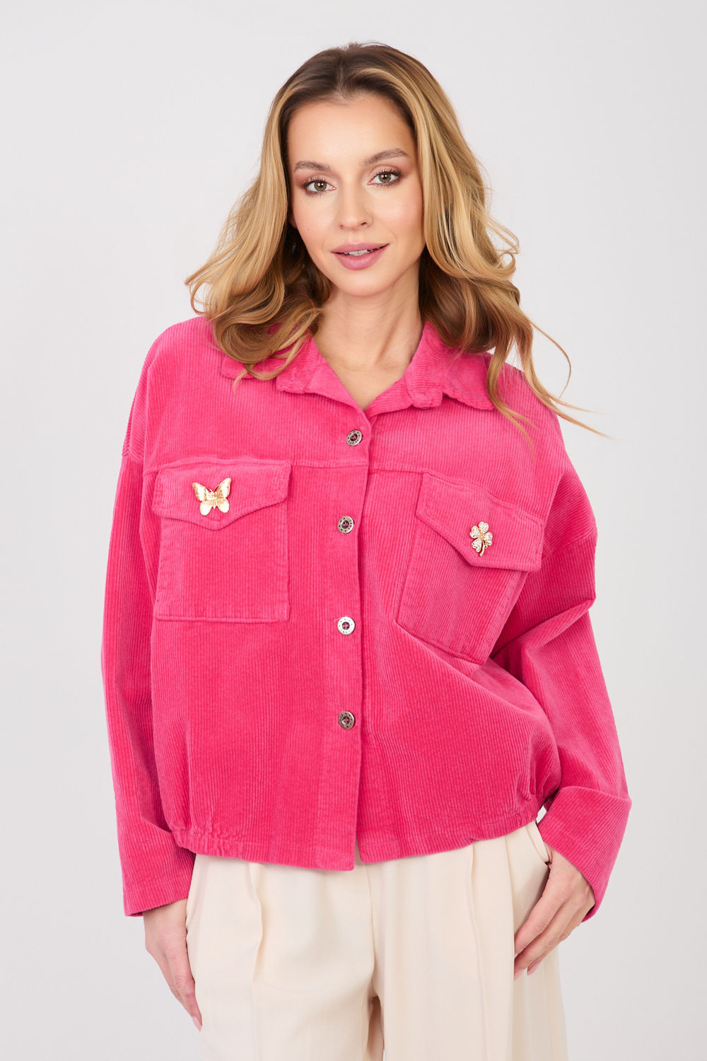 Veste en velours côtelé femme Rue Paris — rosé