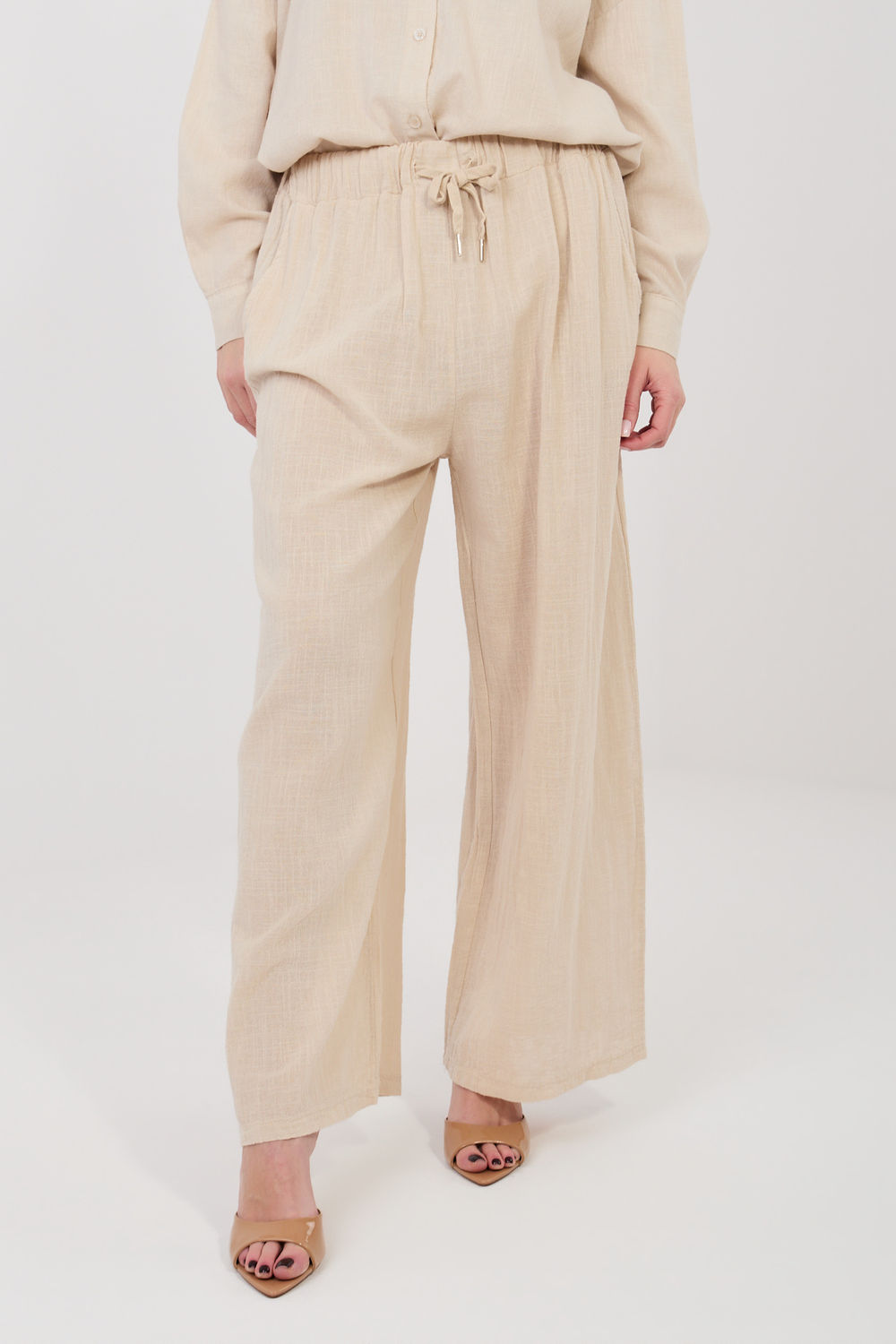 Chaussures à talons femme Italy Moda Pantalon Pantalon — beige