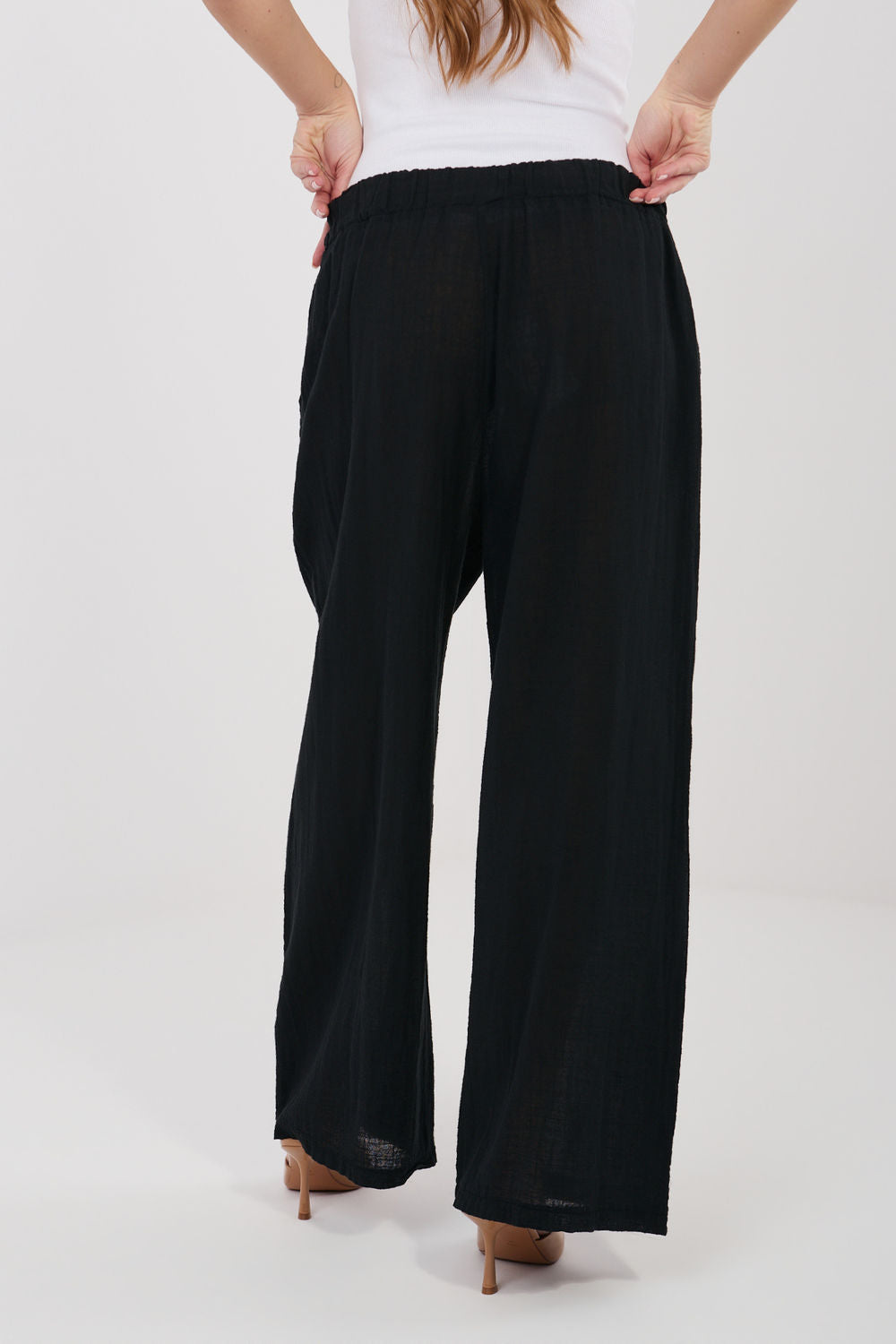 Chaussures à talons femme Italy Moda Pantalon Pantalon — noir