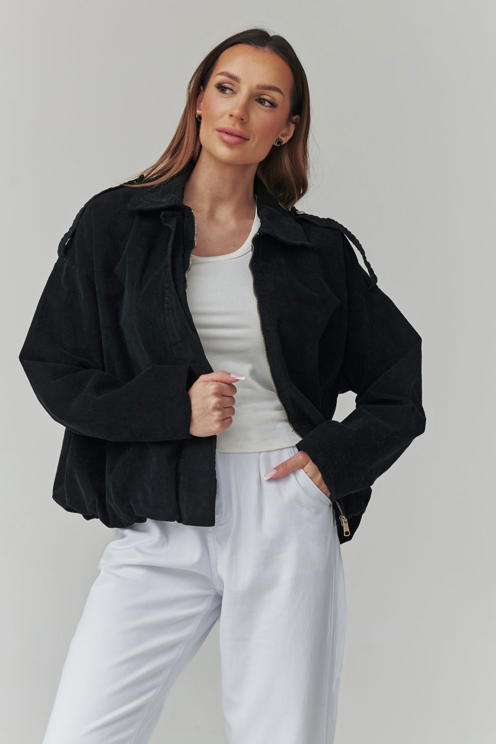 Veste en velours côtelé femme Makadamia — noir