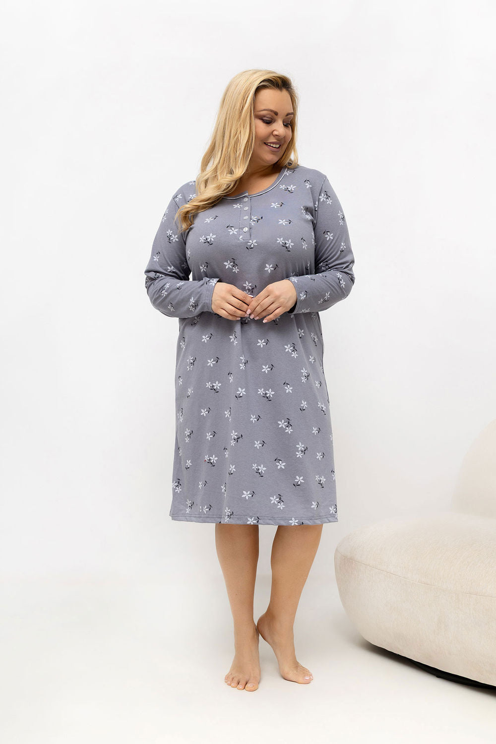 Chemise de nuit Plus Size femme Forever Pink — gris