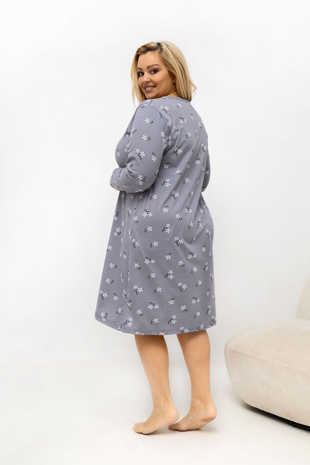 Chemise de nuit Plus Size femme Forever Pink — gris