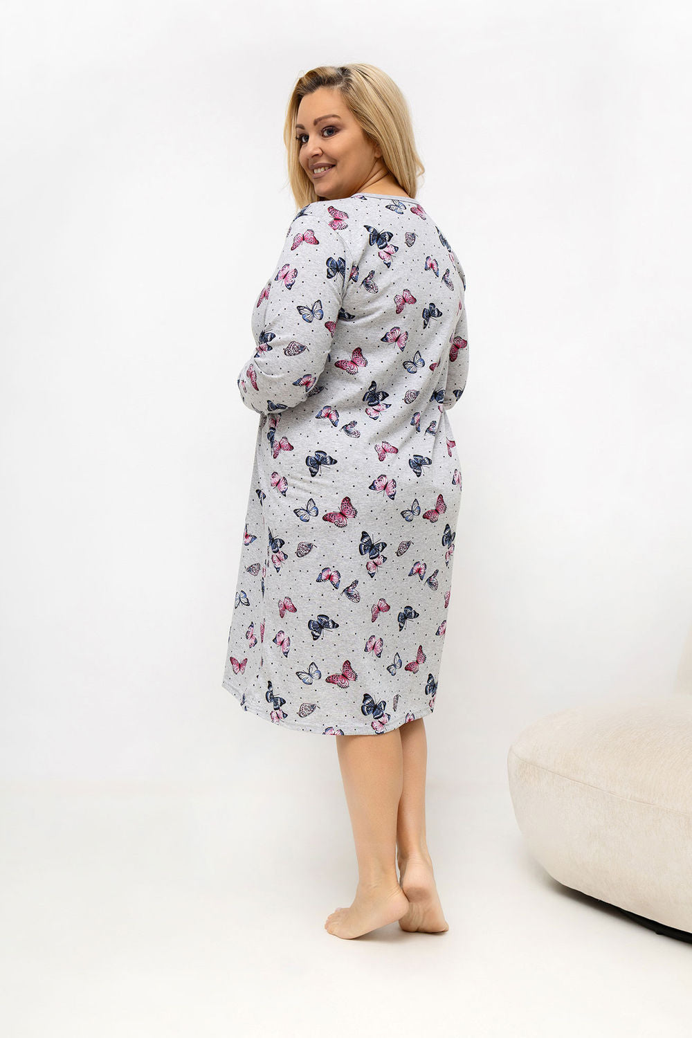Chemise de nuit Plus Size femme Forever Pink — gris