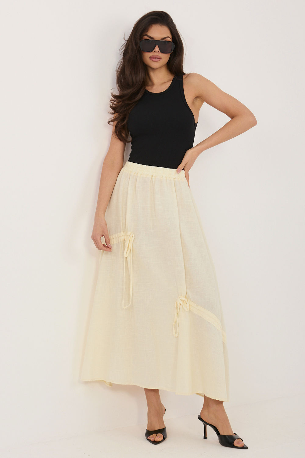 Jupe femme Italy Moda Longue Longue — jaune