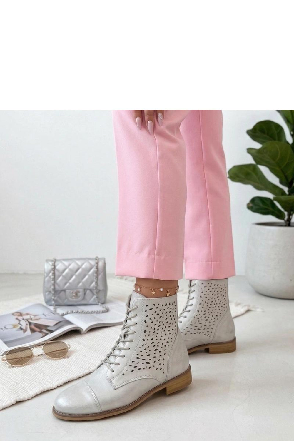 Bottes femme Solea Bottines Ajourées Bottines — gris