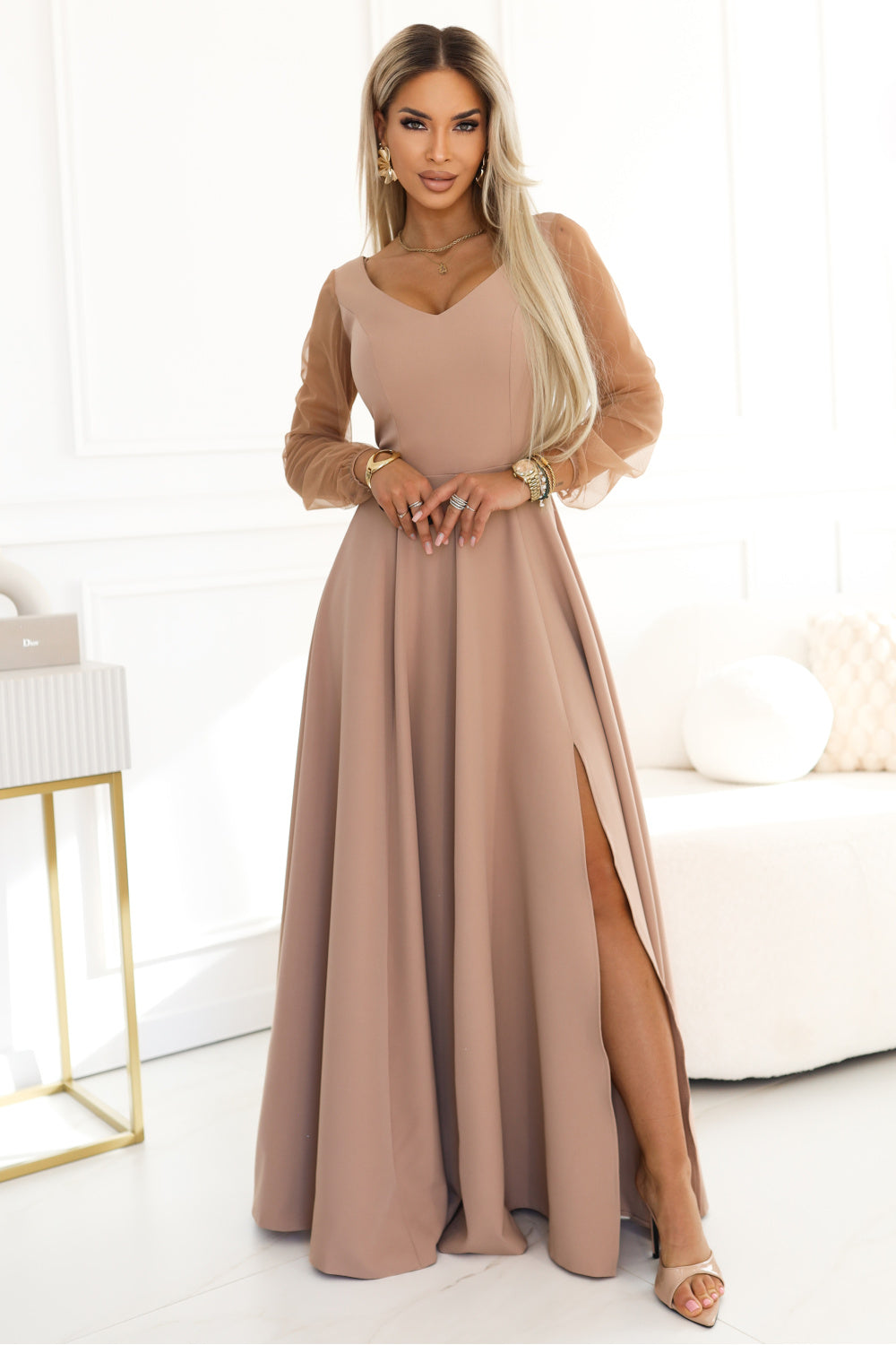 Robe femme Numoco Longue Longue — beige