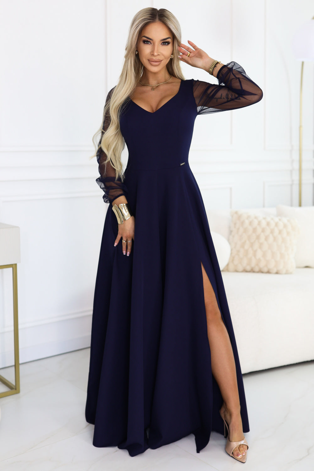 Robe femme Numoco Longue Longue — bleu marine