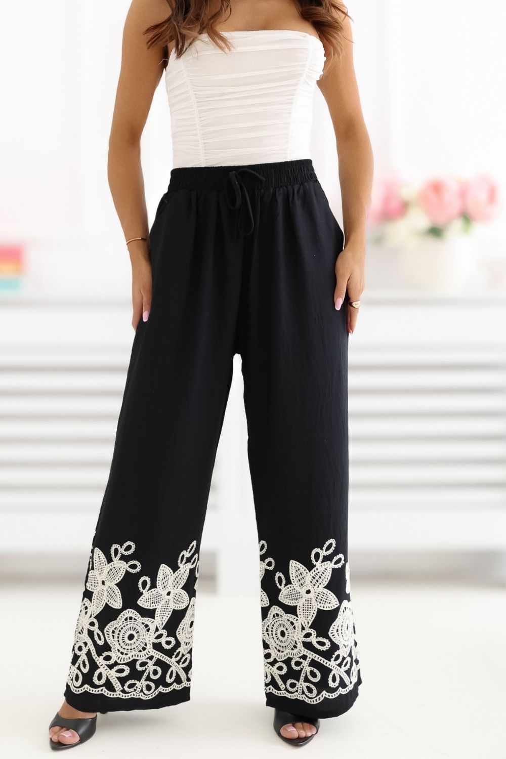 Chaussures à talons femme Factory Price Pantalon Pantalon — noir
