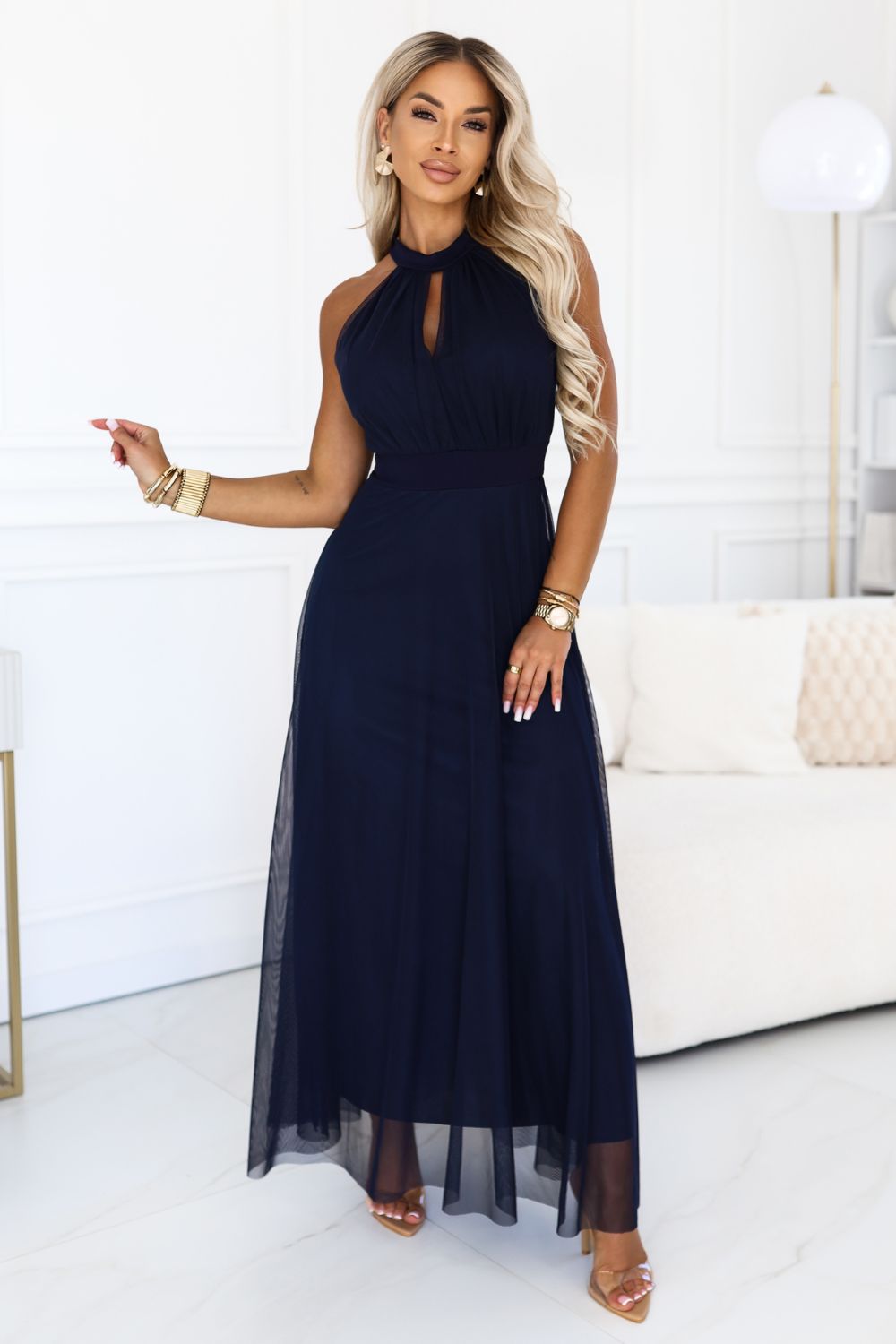 Robe femme Numoco Longue Longue — bleu marine