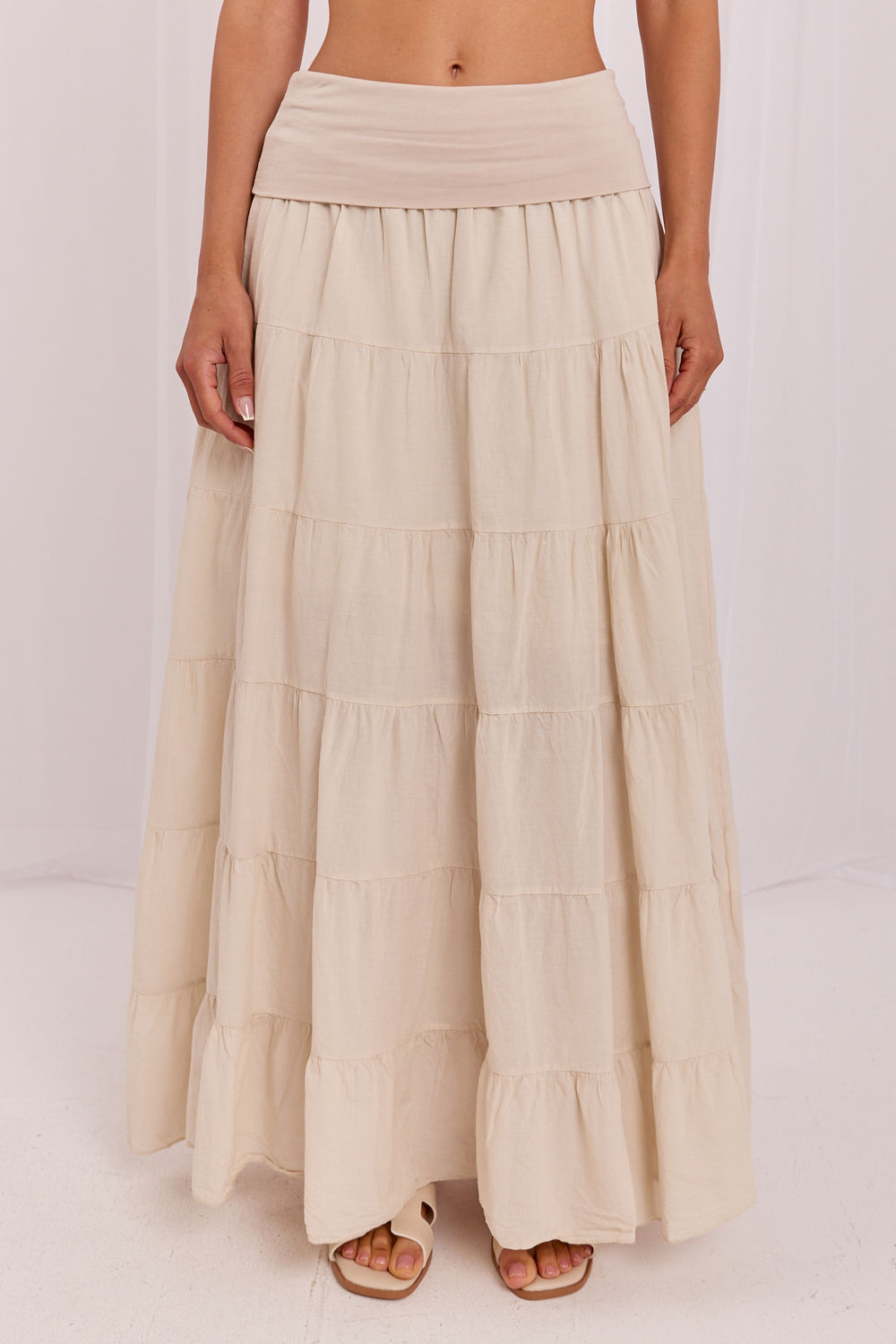 Jupe femme Italy Moda Longue Longue — beige