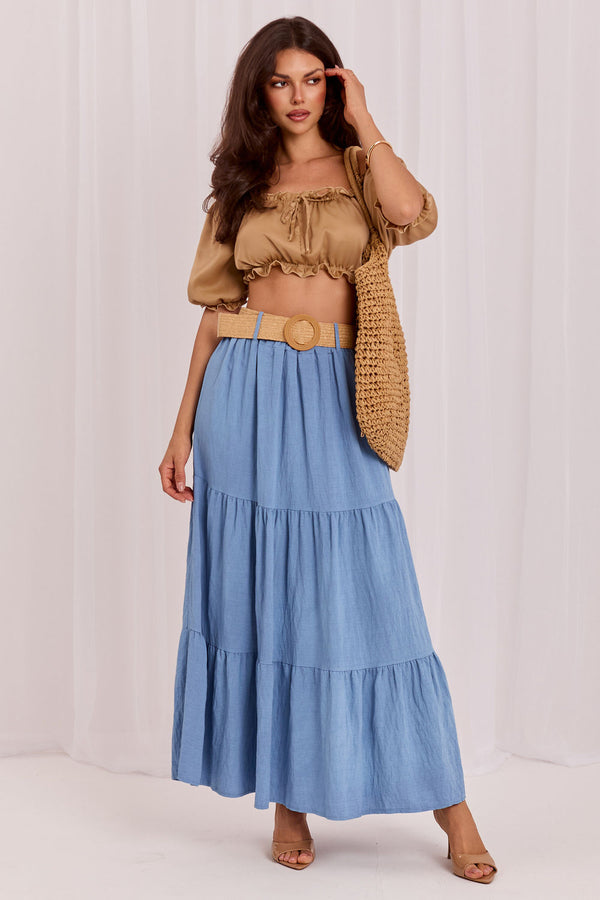 Jupe femme Italy Moda Longue Longue — bleu