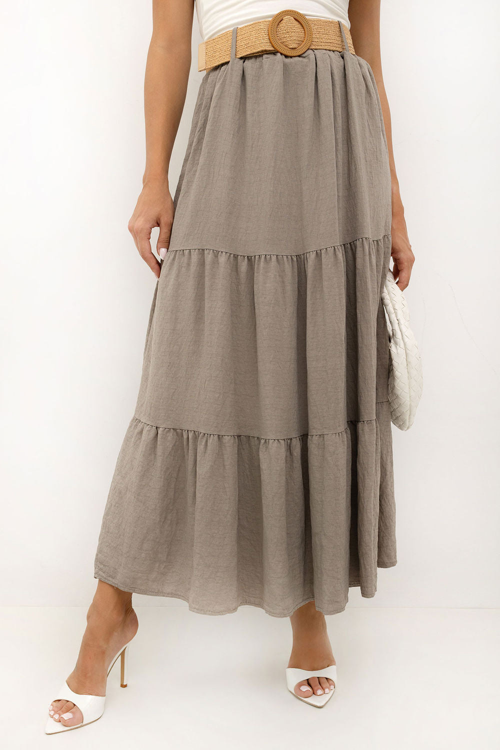 Jupe femme Italy Moda Longue Longue — beige