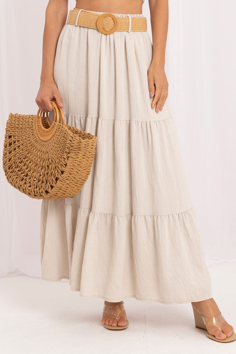 Jupe femme Italy Moda Longue Longue — beige